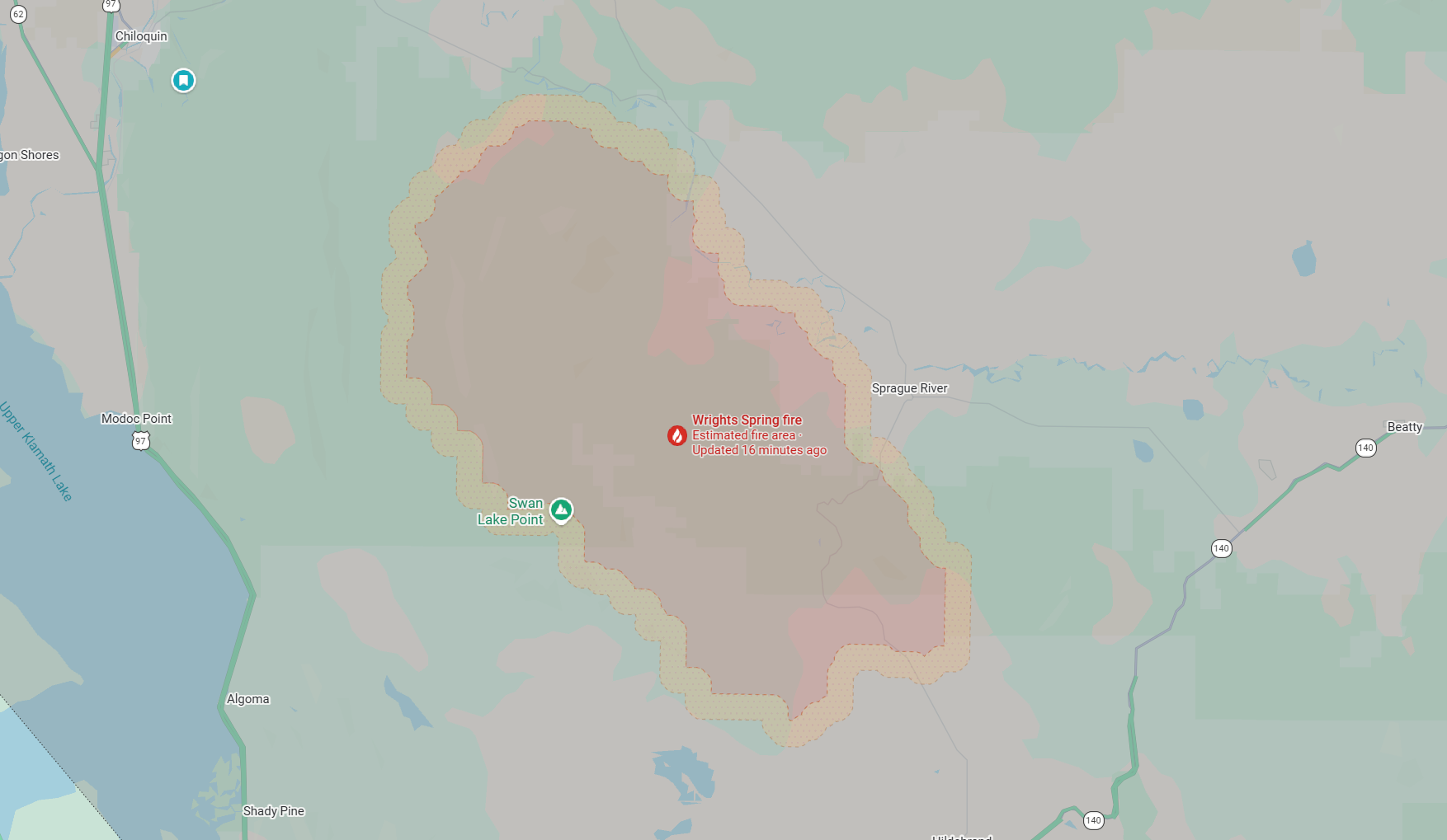 Wright's Spring fire location