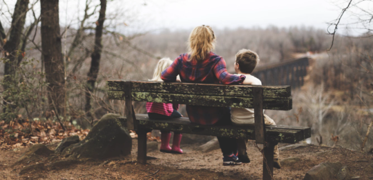 family on bench